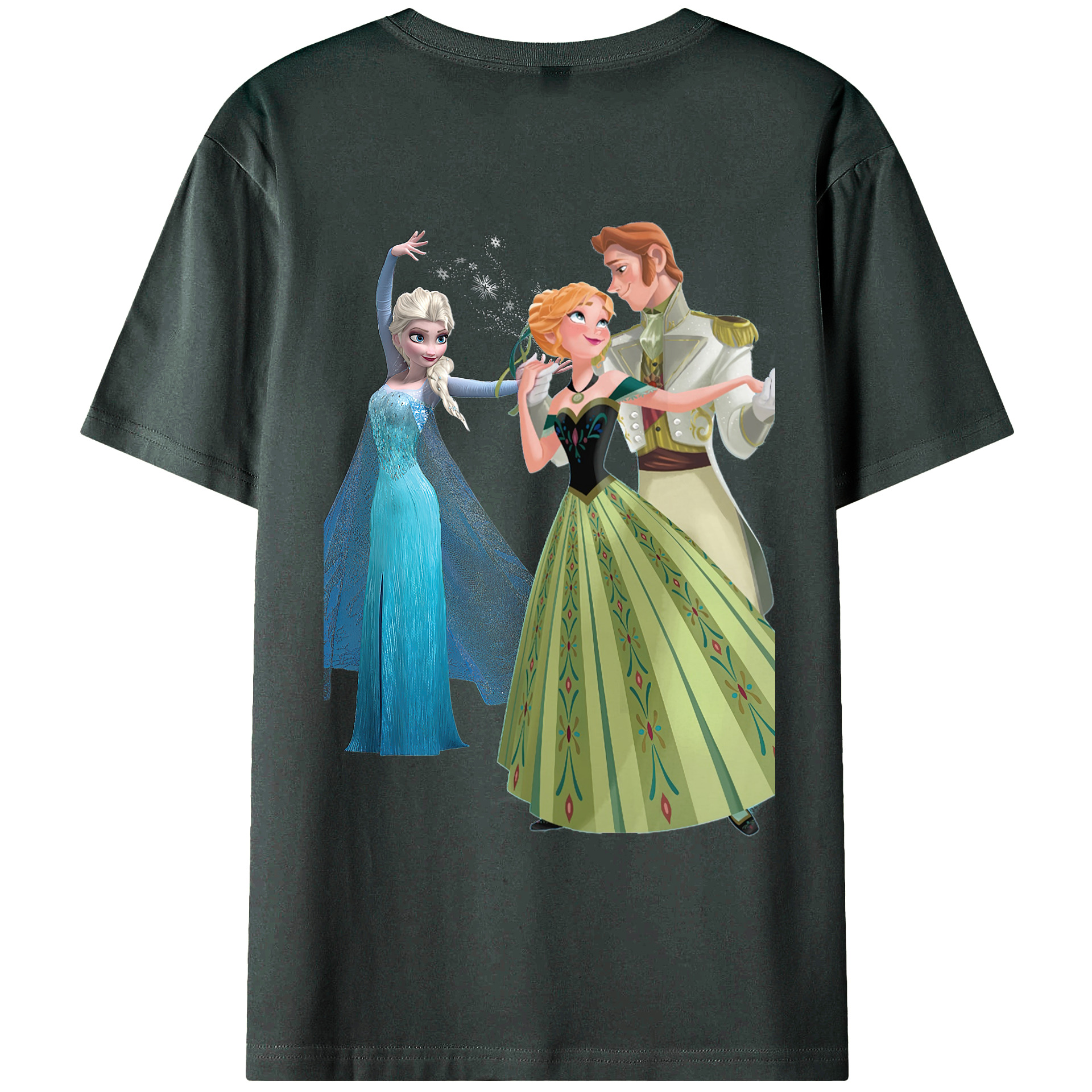 （画像用） アナと雪の女王 アンナ エルサ Frozen Anna Elsa 綿100％ メンズ半袖Tシャツ（バックプリント） 通気性